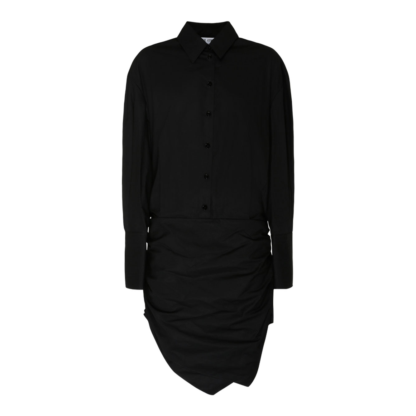 더 ATTICO 블랙 비대칭 HEM 코튼 셔츠 드레스 MODEL 231WCA158C052100